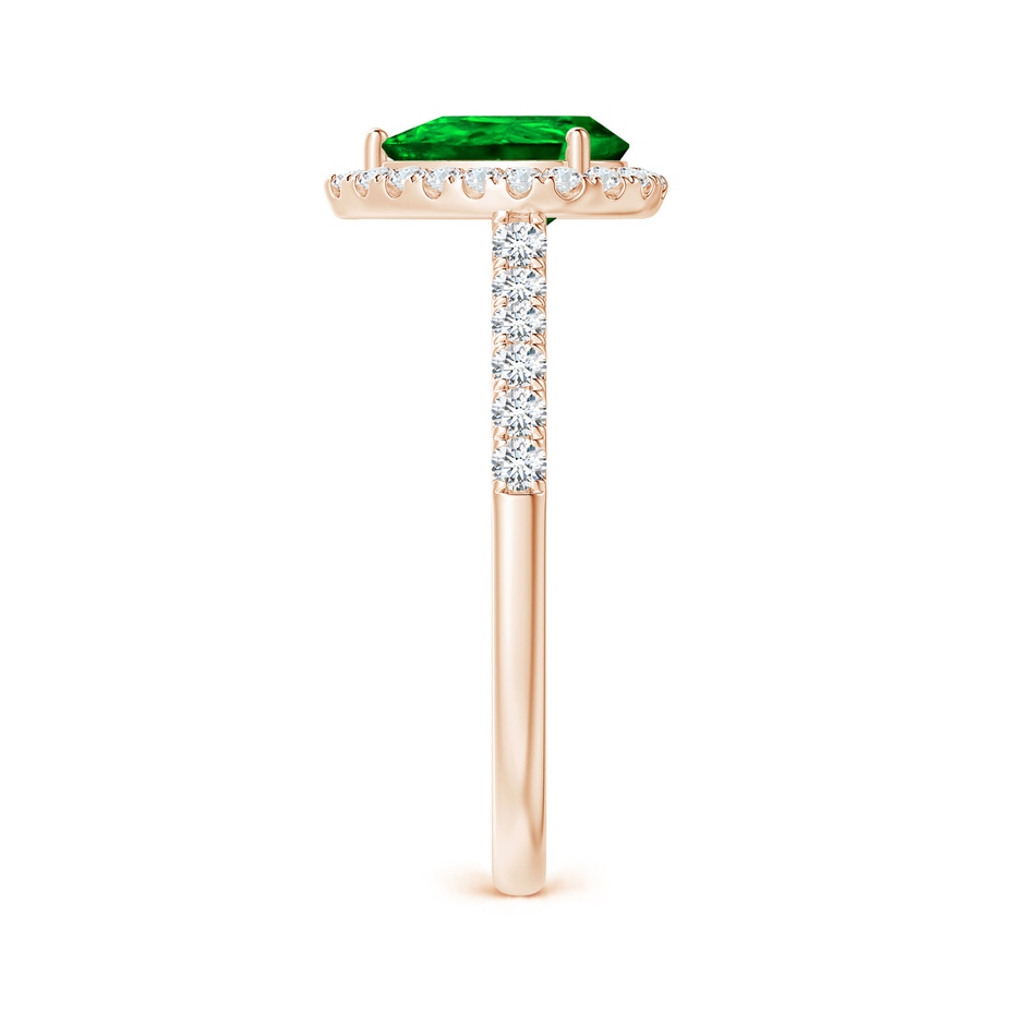8x6mm AAAA Pear-Shaped Emerald Halo Engagement Ring in Rose Gold side 299