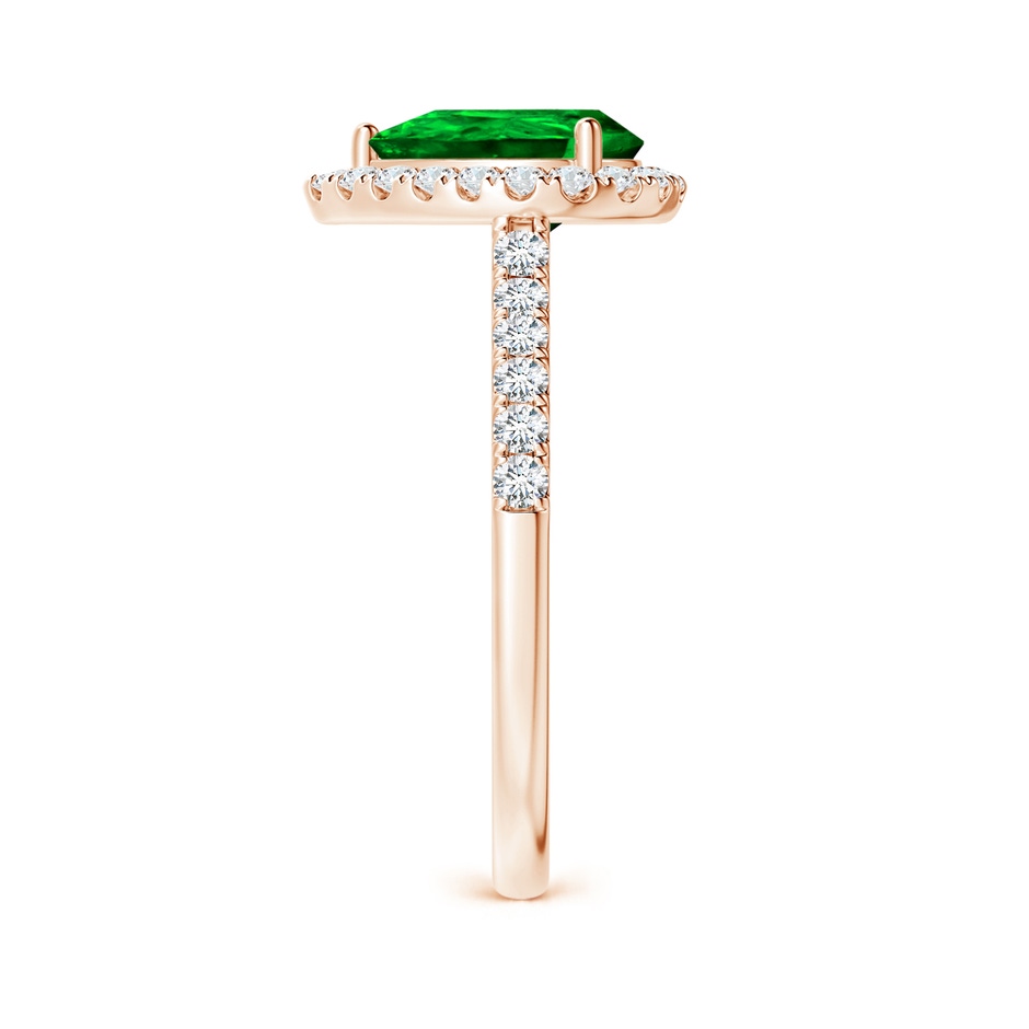 9x7mm AAAA Pear-Shaped Emerald Halo Engagement Ring in 18K Rose Gold side 299