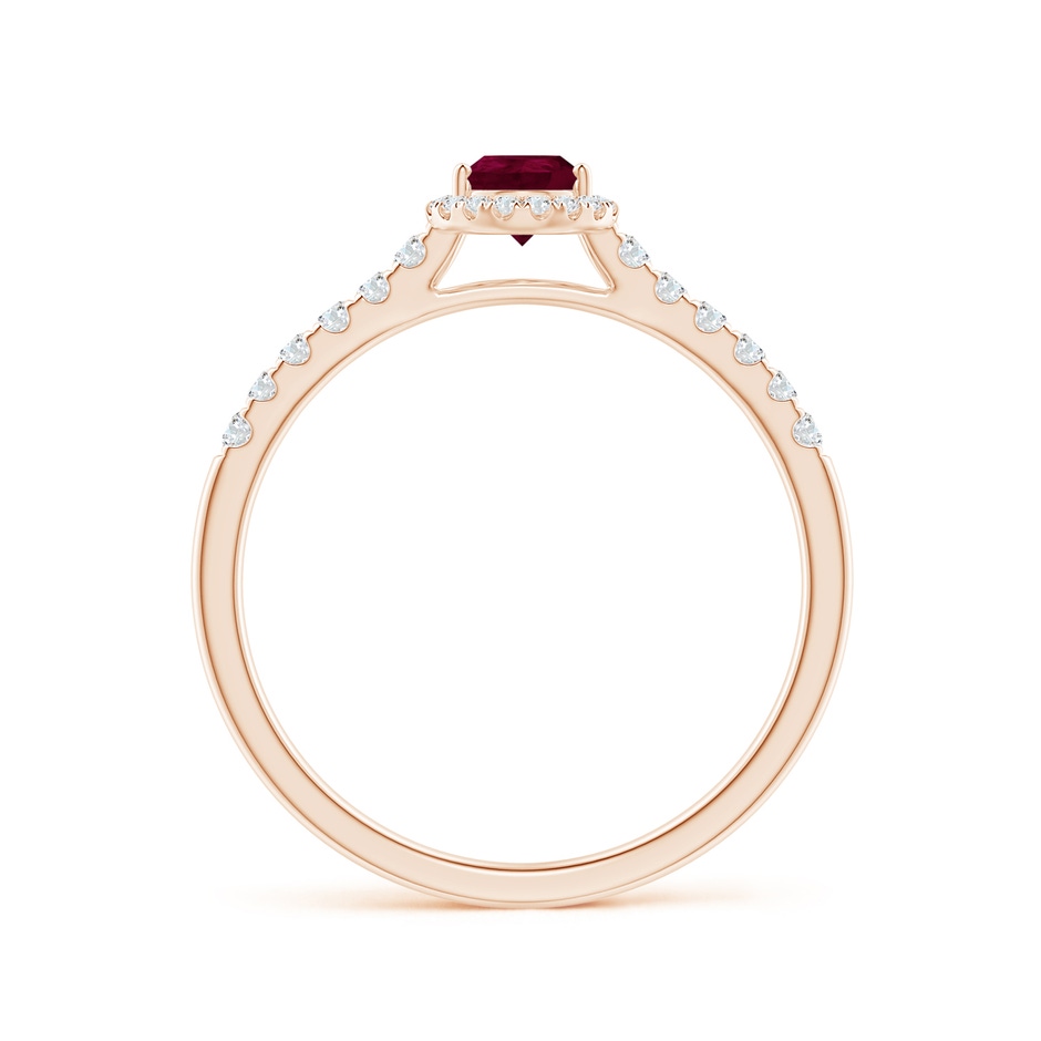 6x4mm A Pear-Shaped Ruby Halo Engagement Ring in Rose Gold side 1