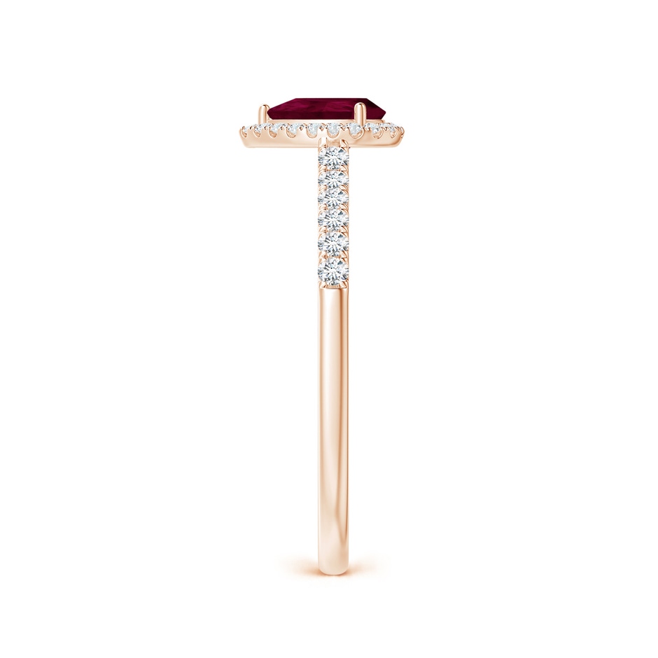 6x4mm A Pear-Shaped Ruby Halo Engagement Ring in Rose Gold side 2