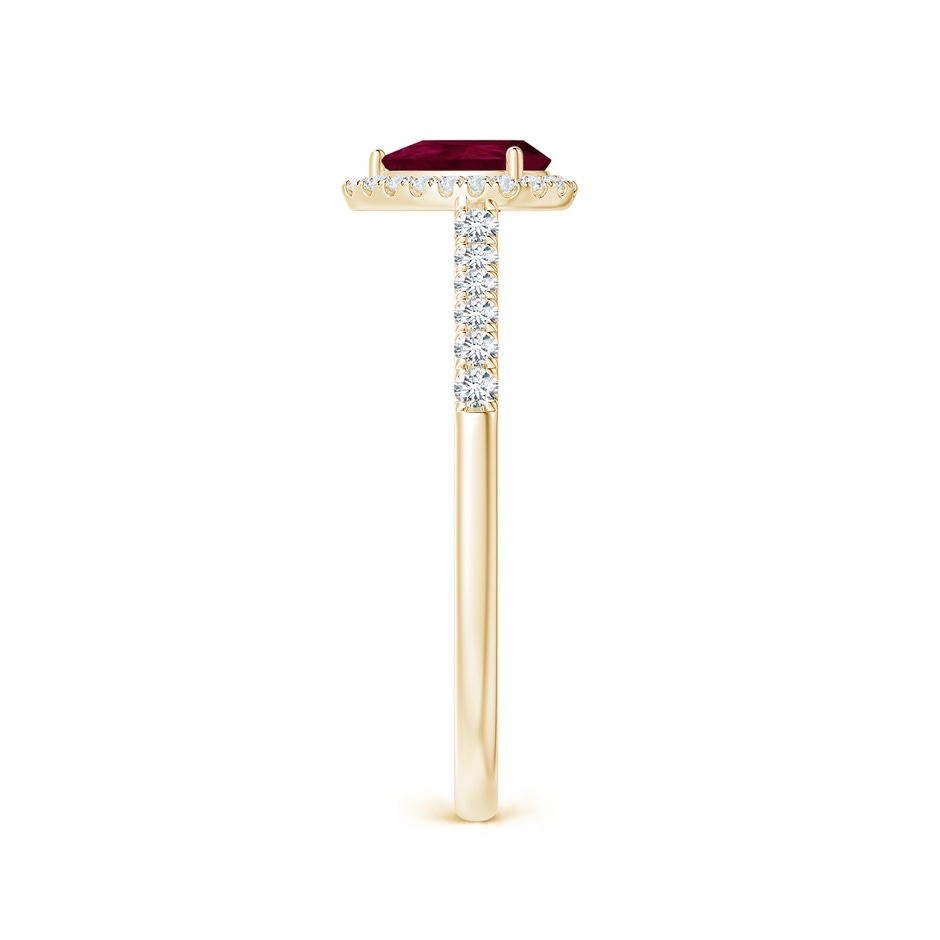 6x4mm A Pear-Shaped Ruby Halo Engagement Ring in Yellow Gold side 2