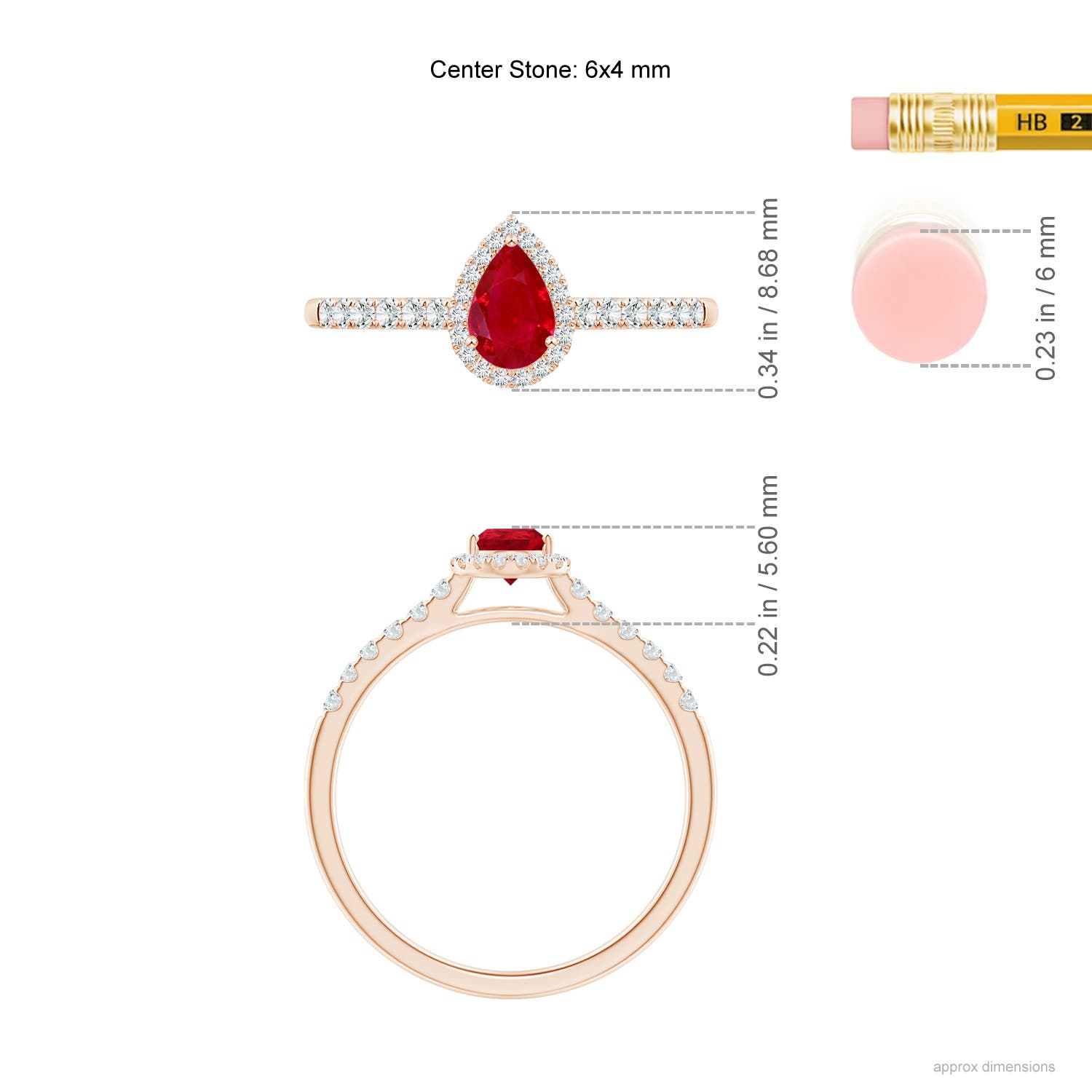 AAA - Ruby / 0.6 CT / 14 KT Rose Gold