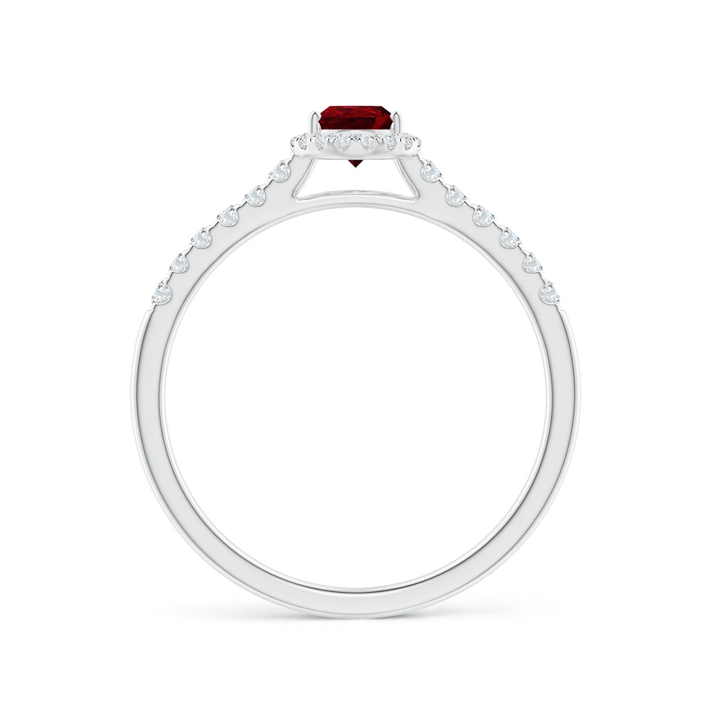 6x4mm AAAA Pear-Shaped Ruby Halo Engagement Ring in P950 Platinum - side 1