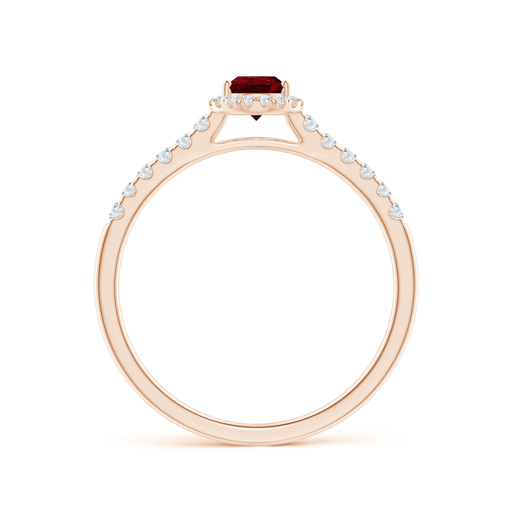 6x4mm AAAA Pear-Shaped Ruby Halo Engagement Ring in Rose Gold - side 1
