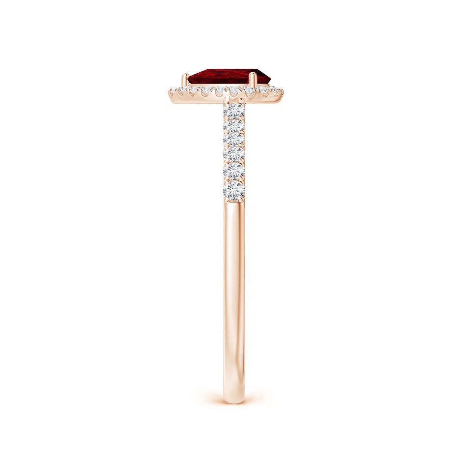 6x4mm AAAA Pear-Shaped Ruby Halo Engagement Ring in Rose Gold side 2
