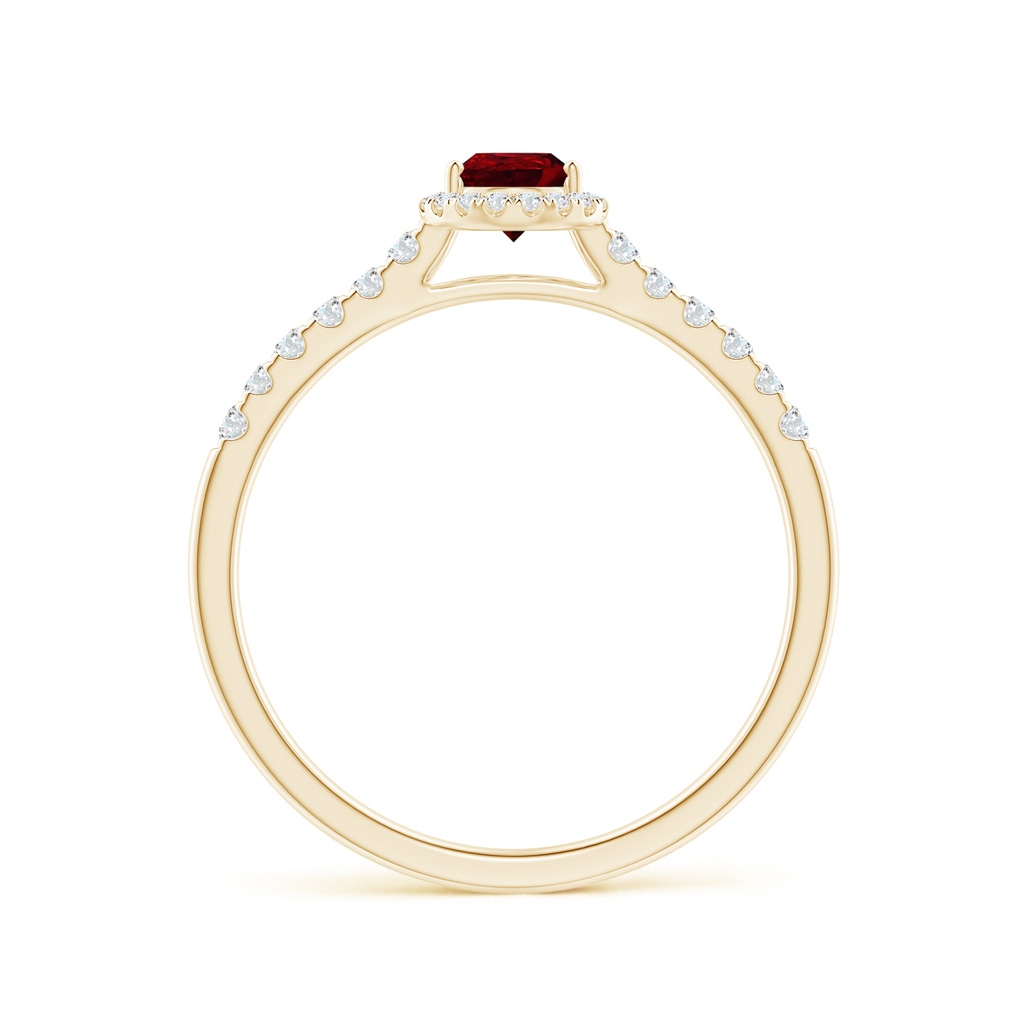 6x4mm AAAA Pear-Shaped Ruby Halo Engagement Ring in Yellow Gold - side 1
