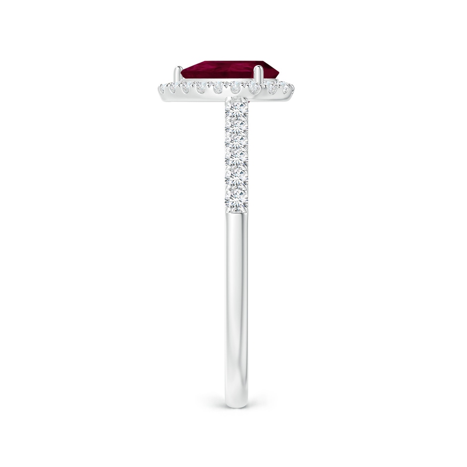 7x5mm A Pear-Shaped Ruby Halo Engagement Ring in White Gold side 2