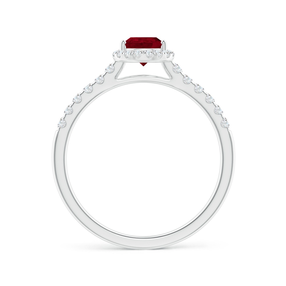 7x5mm AA Pear-Shaped Ruby Halo Engagement Ring in White Gold side 1