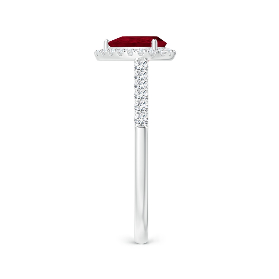 7x5mm AA Pear-Shaped Ruby Halo Engagement Ring in White Gold side 2