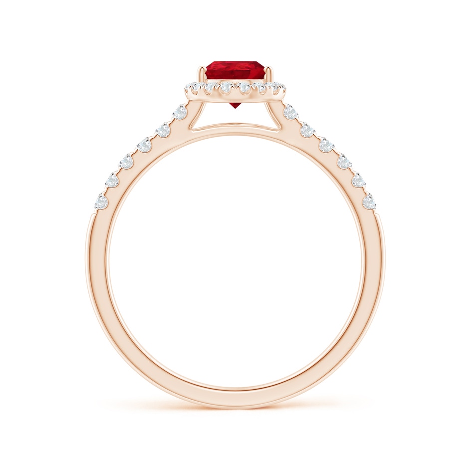 7x5mm AAA Pear-Shaped Ruby Halo Engagement Ring in Rose Gold side 1