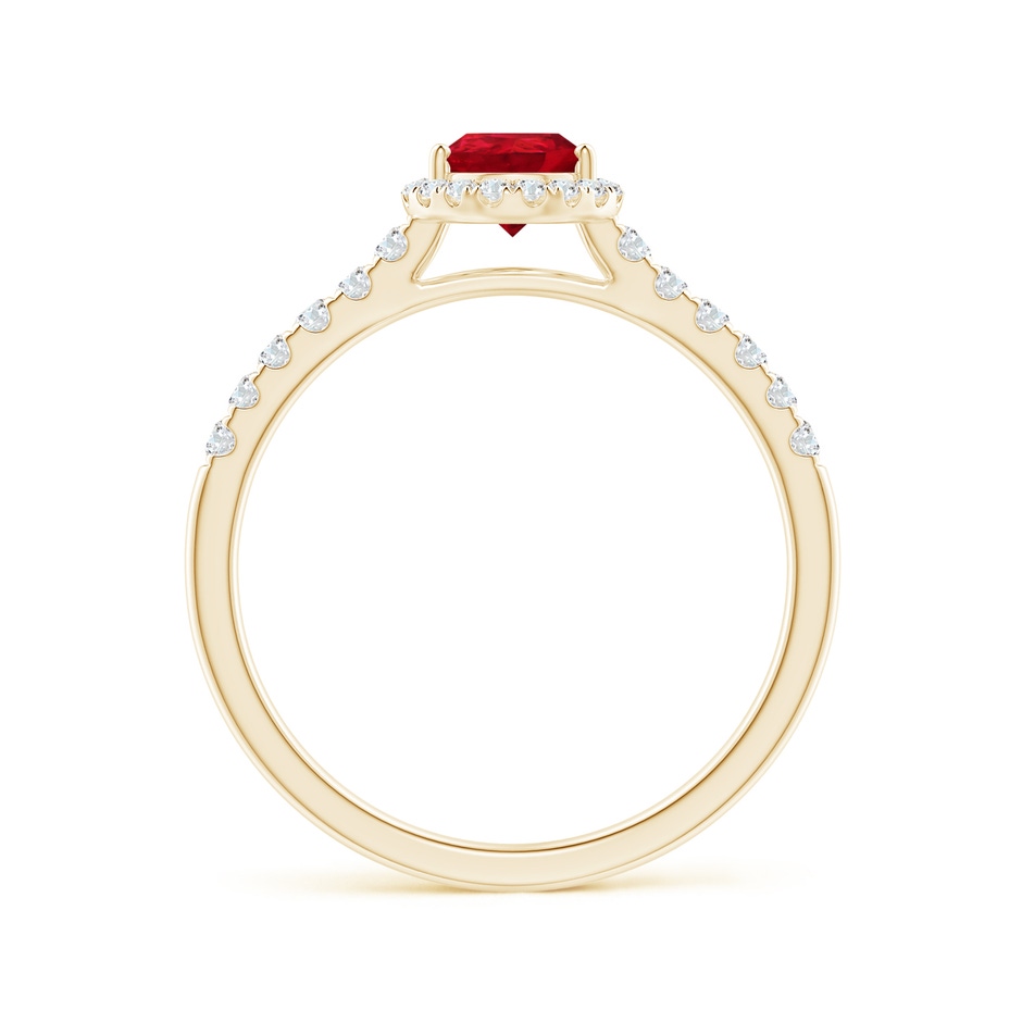7x5mm AAA Pear-Shaped Ruby Halo Engagement Ring in Yellow Gold side 1