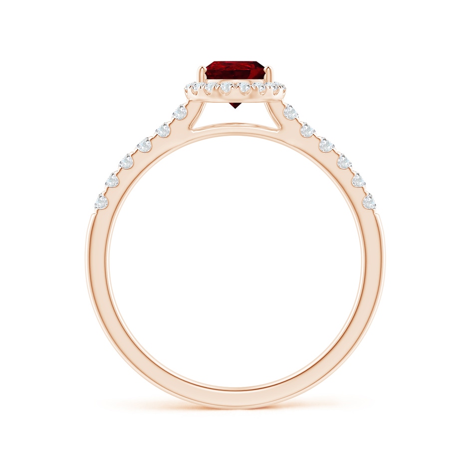 7x5mm AAAA Pear-Shaped Ruby Halo Engagement Ring in Rose Gold side 1
