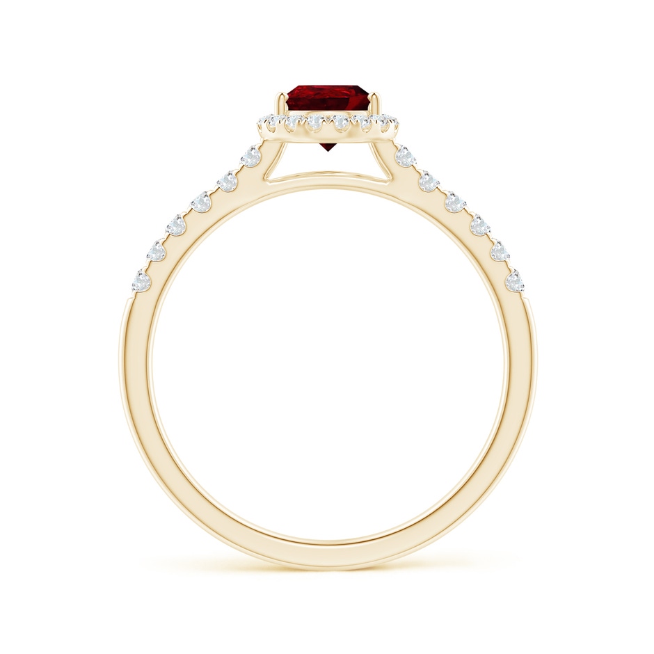 7x5mm AAAA Pear-Shaped Ruby Halo Engagement Ring in Yellow Gold side 1
