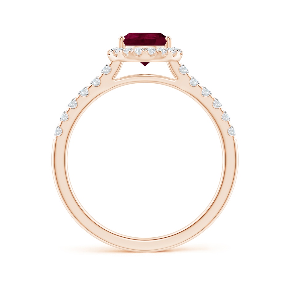 8x6mm A Pear-Shaped Ruby Halo Engagement Ring in Rose Gold side 1