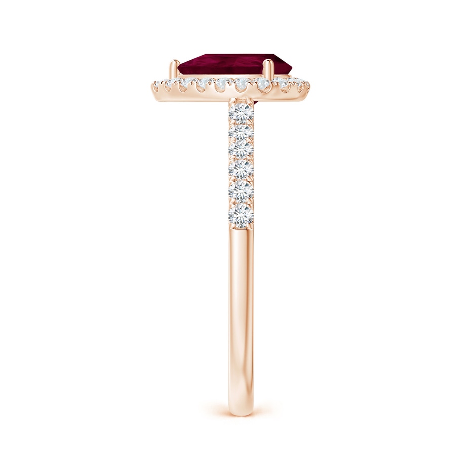 8x6mm A Pear-Shaped Ruby Halo Engagement Ring in Rose Gold side 2