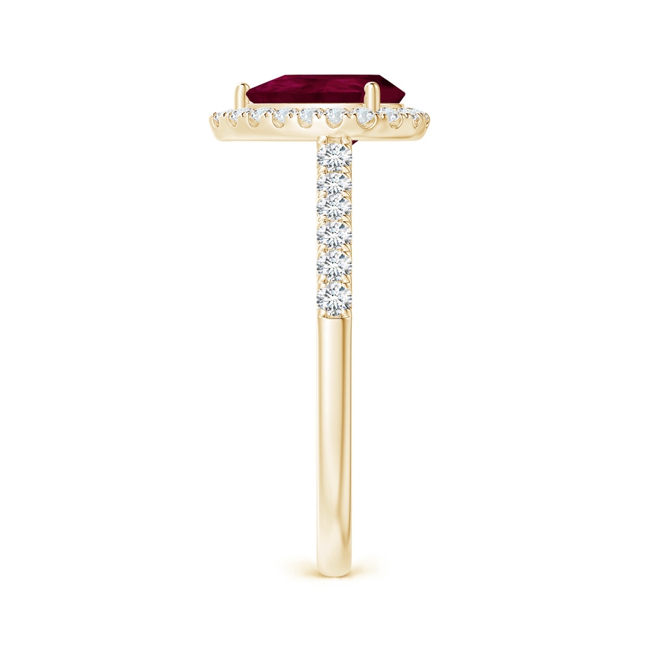 8x6mm A Pear-Shaped Ruby Halo Engagement Ring in Yellow Gold side 2