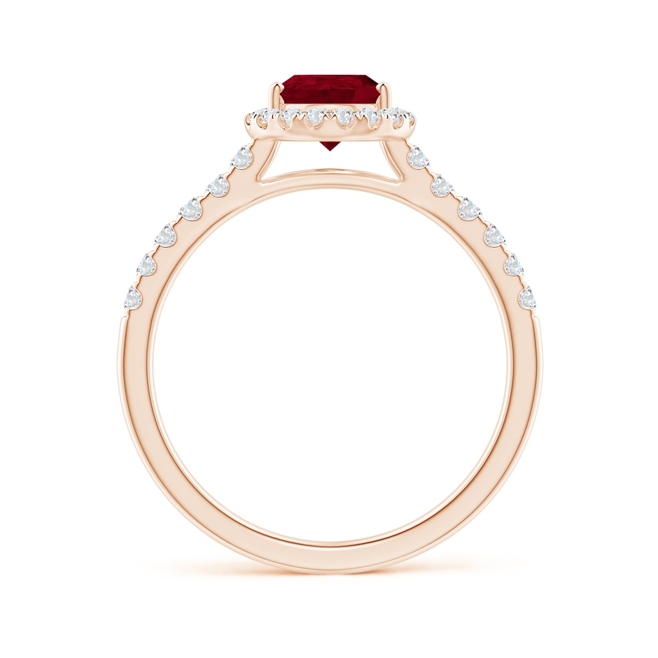 8x6mm AA Pear-Shaped Ruby Halo Engagement Ring in Rose Gold side 1