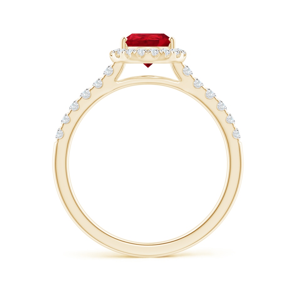 8x6mm AAA Pear-Shaped Ruby Halo Engagement Ring in Yellow Gold side 1