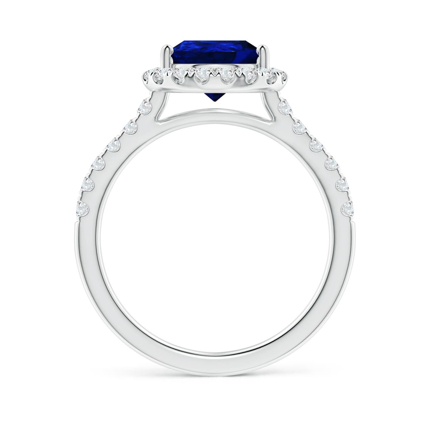 10x8mm AAAA Pear-Shaped Sapphire Halo Engagement Ring in 18K White Gold