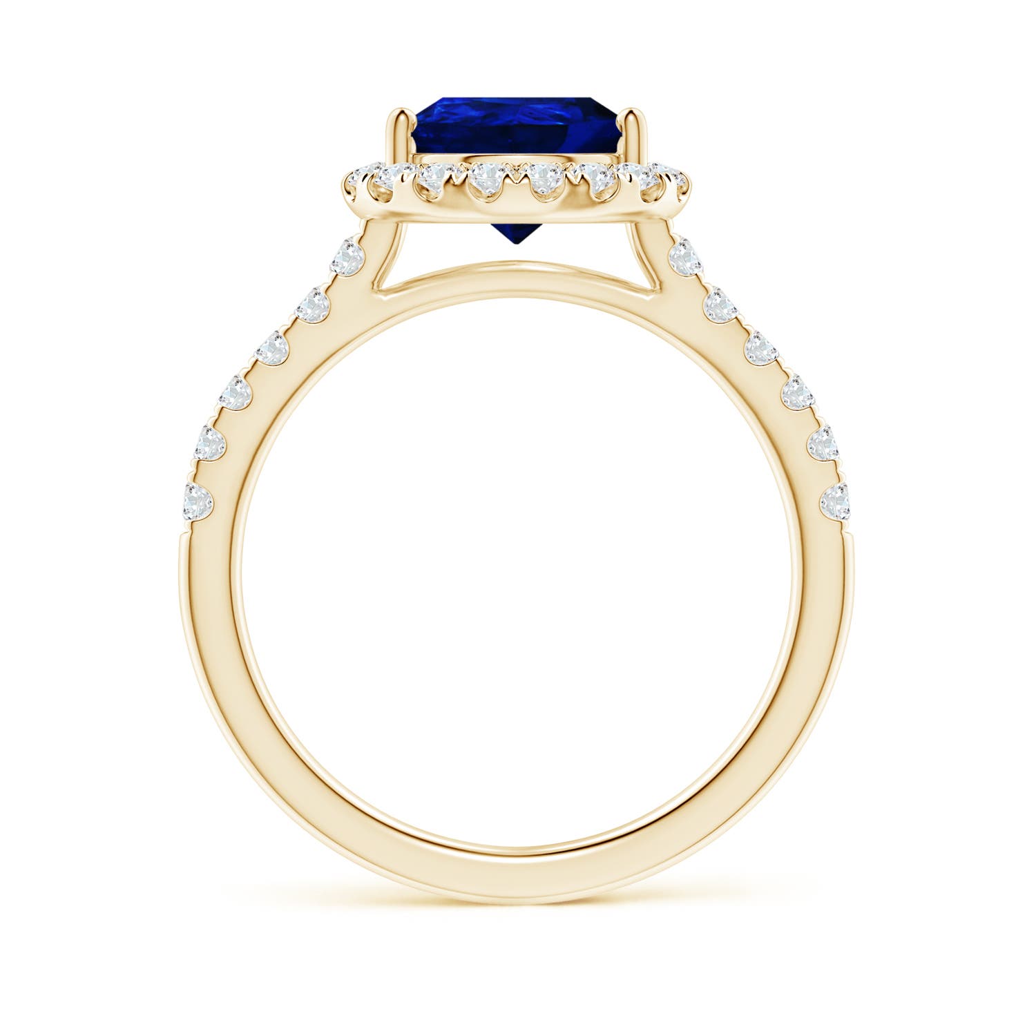 10x8mm AAAA Pear-Shaped Sapphire Halo Engagement Ring in Yellow Gold - side 3