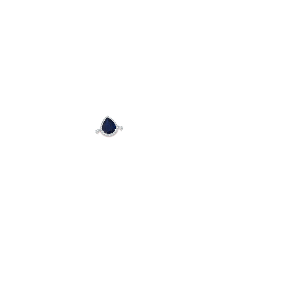 12x10mm A Pear-Shaped Sapphire Halo Engagement Ring in P950 Platinum hand