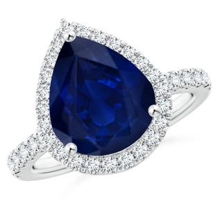 12x10mm AA Pear-Shaped Sapphire Halo Engagement Ring in P950 Platinum