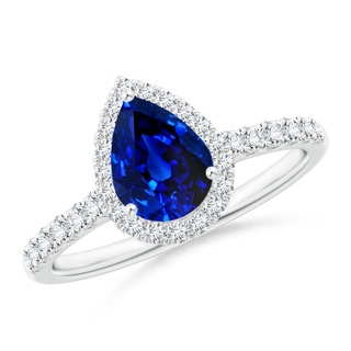 8x6mm AAAA Pear-Shaped Sapphire Halo Engagement Ring in P950 Platinum