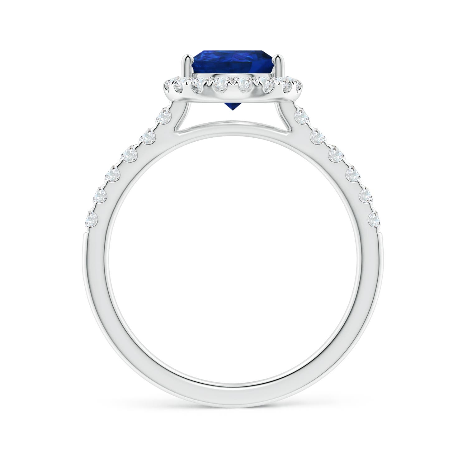 9x7mm AAA Pear-Shaped Sapphire Halo Engagement Ring in White Gold