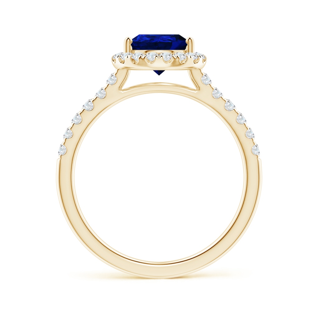 9x7mm Lab-Grown Pear-Shaped Sapphire Halo Engagement Ring in Yellow Gold - side 199