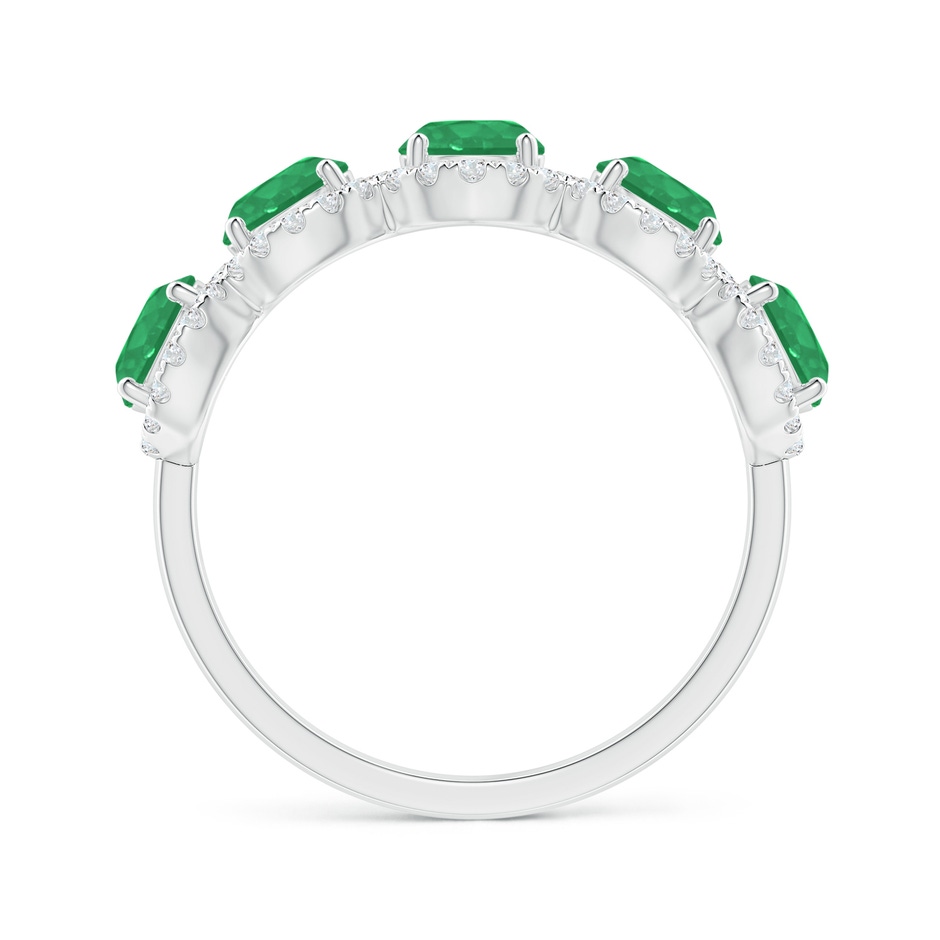 4.5mm A Half Eternity Five-Stone Emerald Halo Ring in P950 Platinum side 1