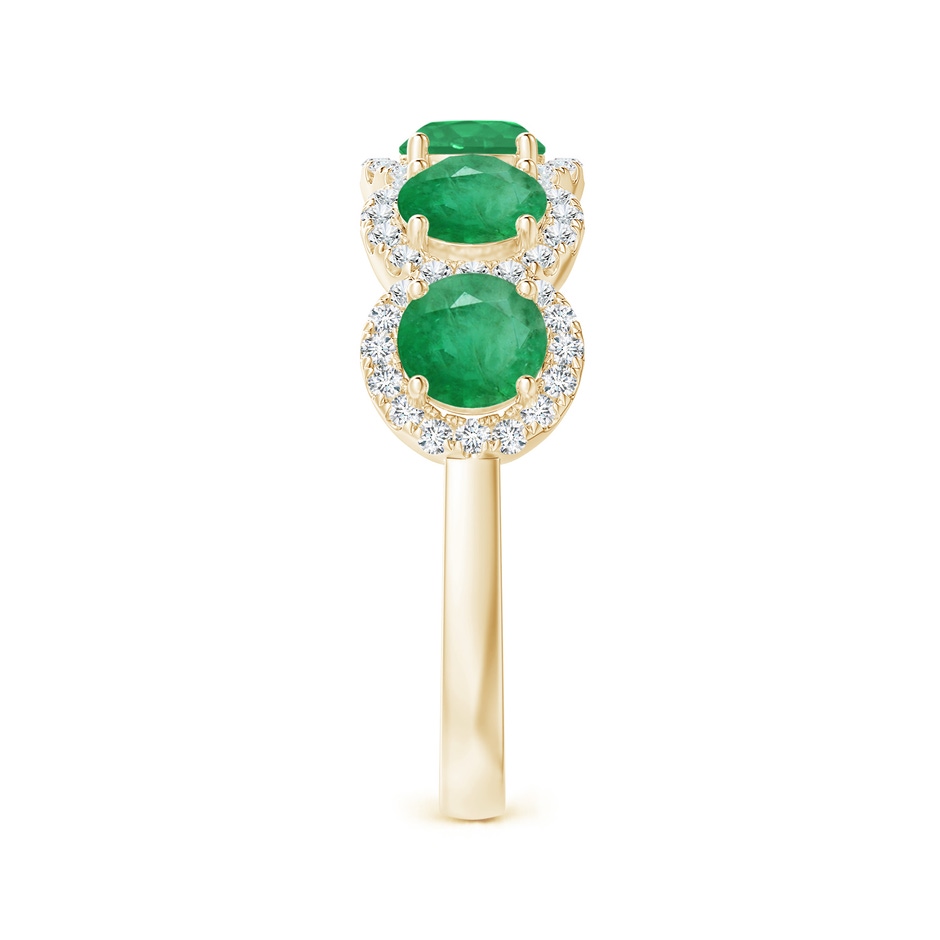 4.5mm A Half Eternity Five-Stone Emerald Halo Ring in Yellow Gold side 2
