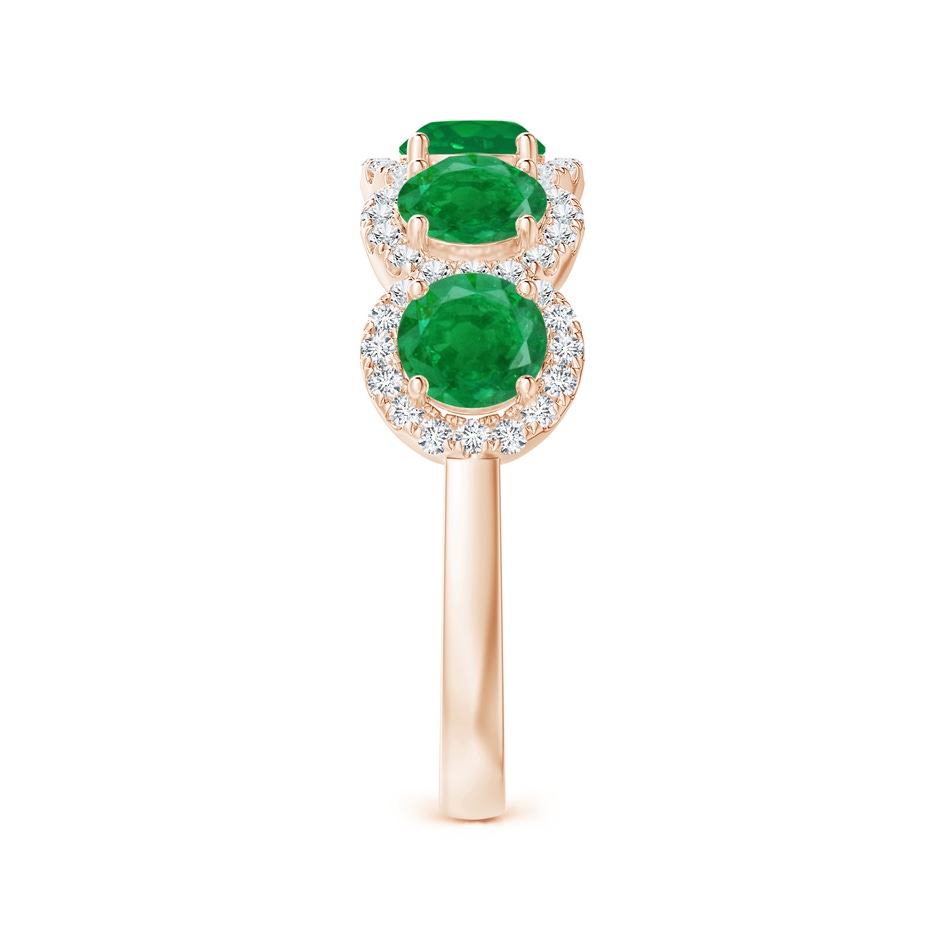 4.5mm AA Half Eternity Five-Stone Emerald Halo Ring in Rose Gold side 2