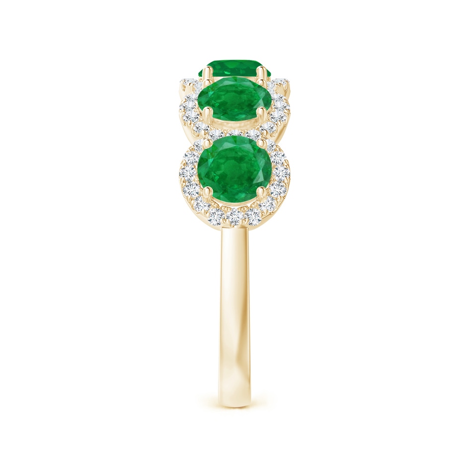 4.5mm AA Half Eternity Five-Stone Emerald Halo Ring in Yellow Gold side 2