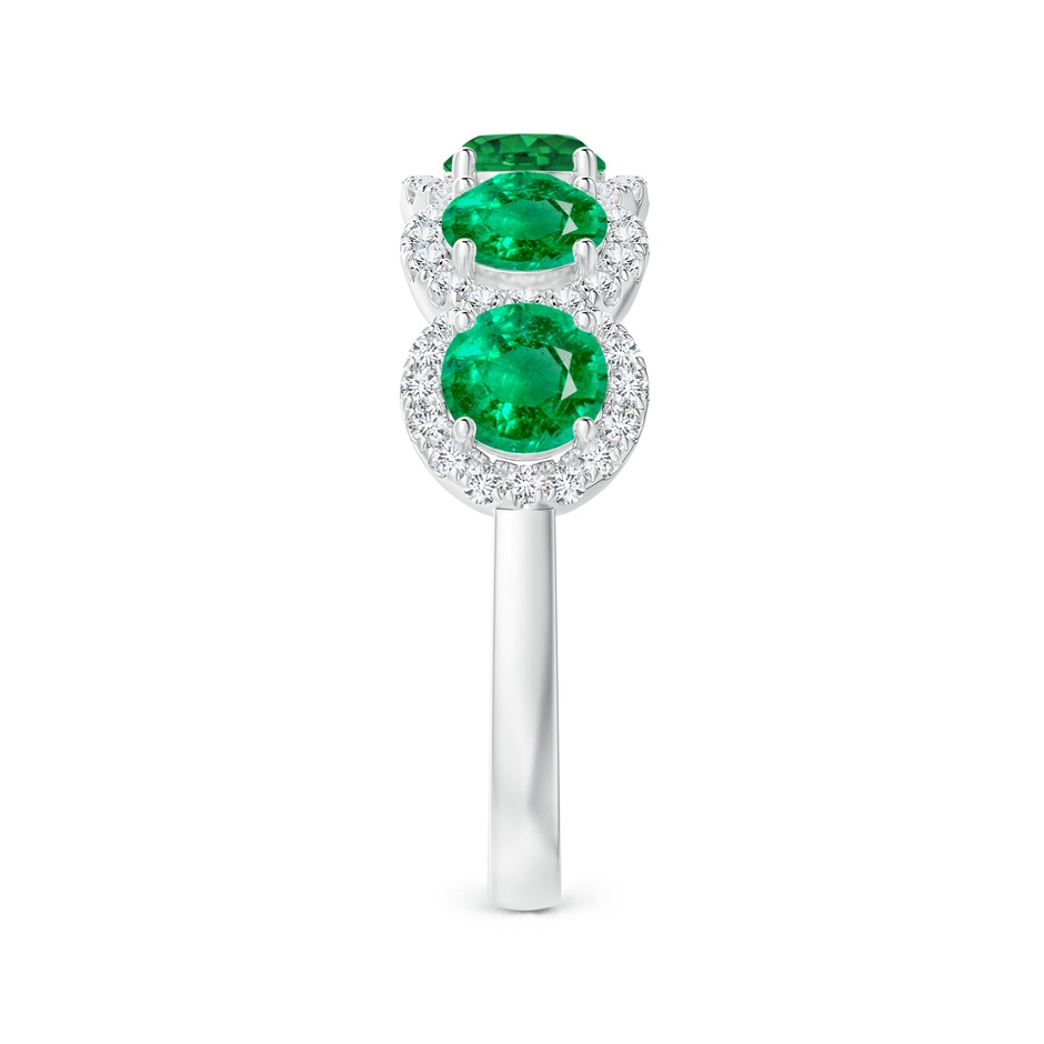 4.5mm AAA Half Eternity Five-Stone Emerald Halo Ring in White Gold side 2
