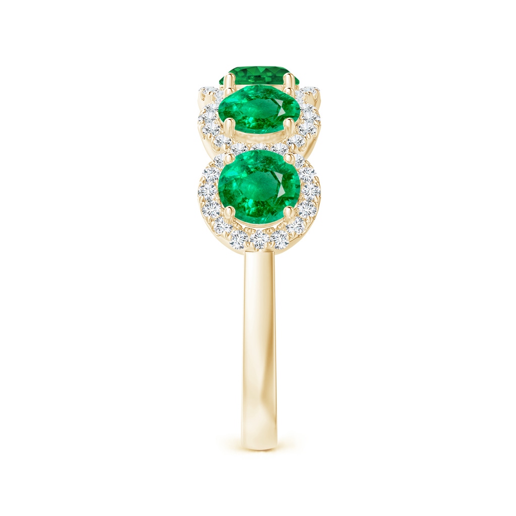 4.5mm AAA Half Eternity Five-Stone Emerald Halo Ring in Yellow Gold Side 2