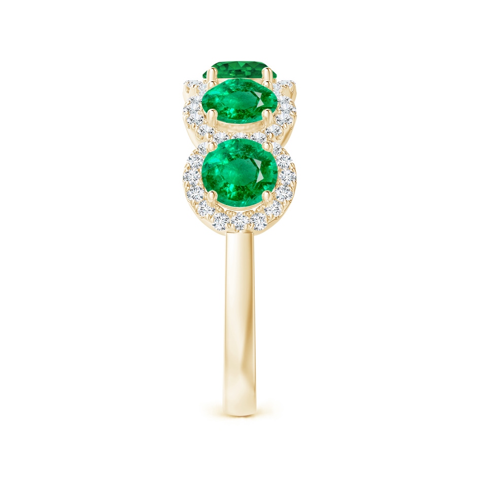 4.5mm AAA Half Eternity Five-Stone Emerald Halo Ring in Yellow Gold Side 2