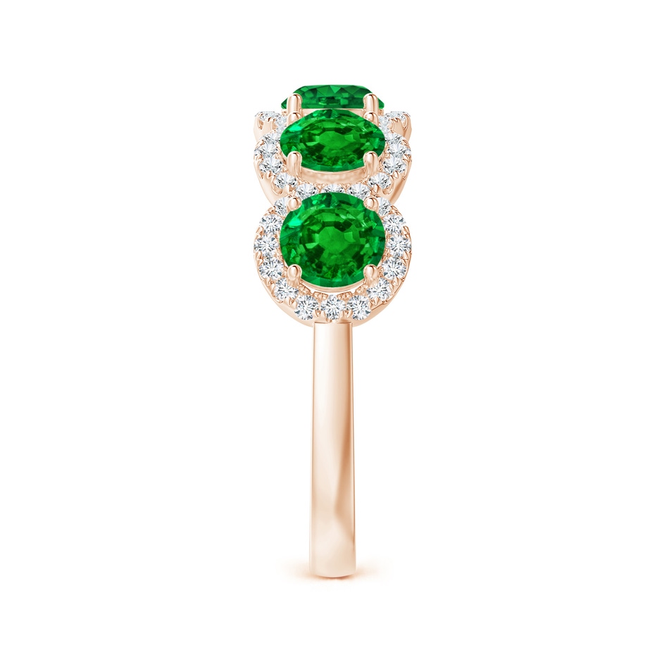 4.5mm AAAA Half Eternity Five-Stone Emerald Halo Ring in Rose Gold side 2