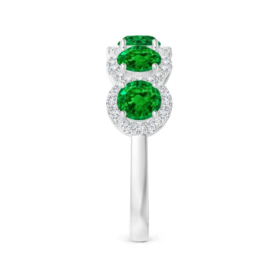 4.5mm AAAA Half Eternity Five-Stone Emerald Halo Ring in White Gold side 2