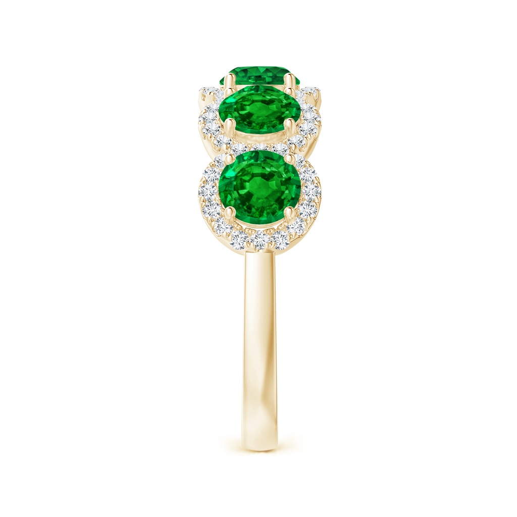 4.5mm AAAA Half Eternity Five-Stone Emerald Halo Ring in Yellow Gold Side 2