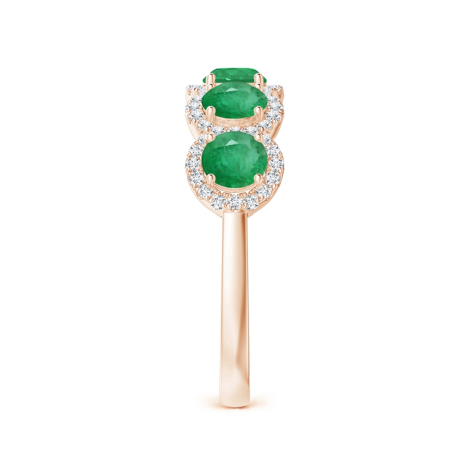 4mm A Half Eternity Five-Stone Emerald Halo Ring in Rose Gold side 2