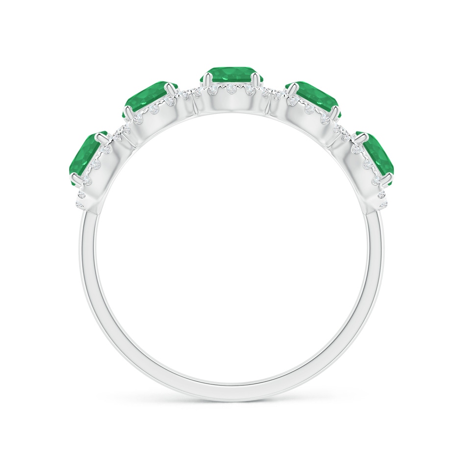 4mm A Half Eternity Five-Stone Emerald Halo Ring in White Gold side 1