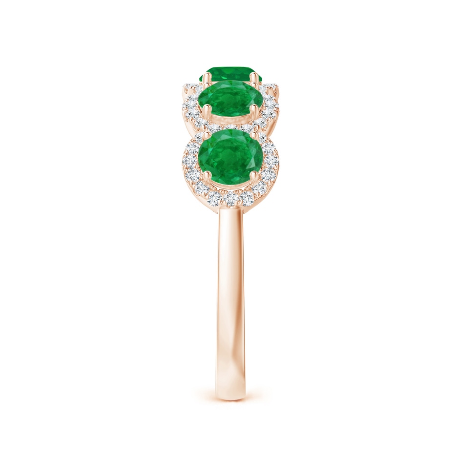 4mm AA Half Eternity Five-Stone Emerald Halo Ring in Rose Gold side 2