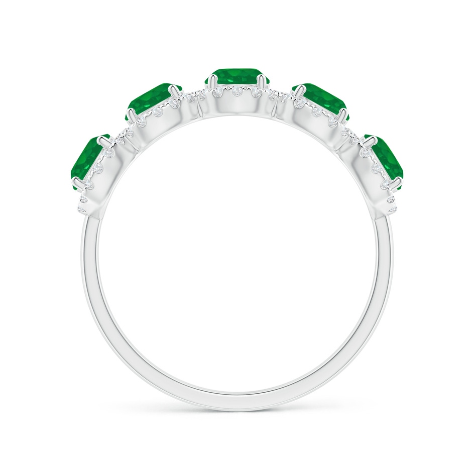 4mm AA Half Eternity Five-Stone Emerald Halo Ring in White Gold side 1