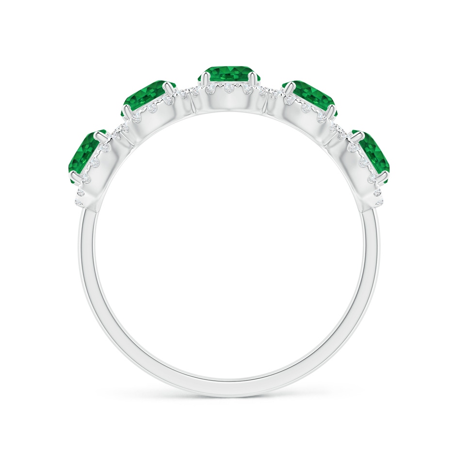 4mm AAA Half Eternity Five-Stone Emerald Halo Ring in P950 Platinum side 1