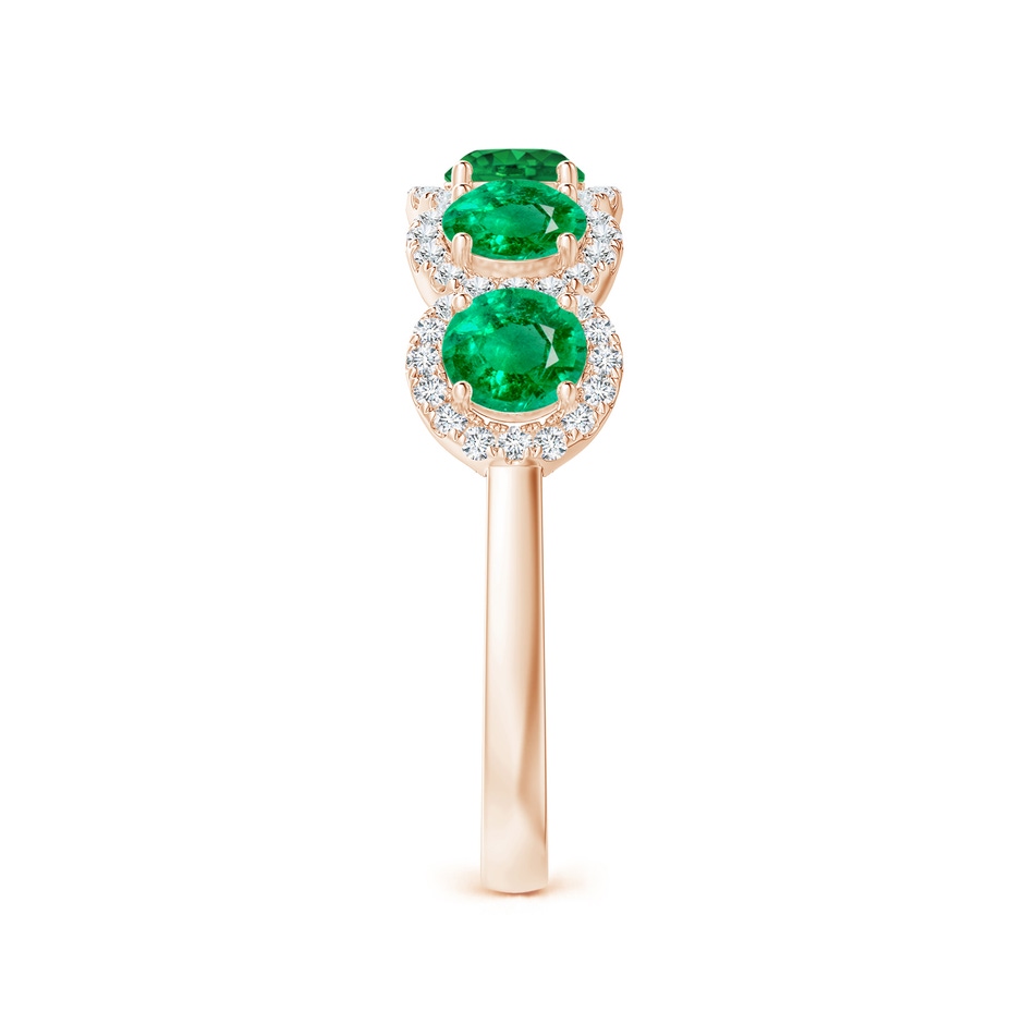 4mm AAA Half Eternity Five-Stone Emerald Halo Ring in Rose Gold side 2