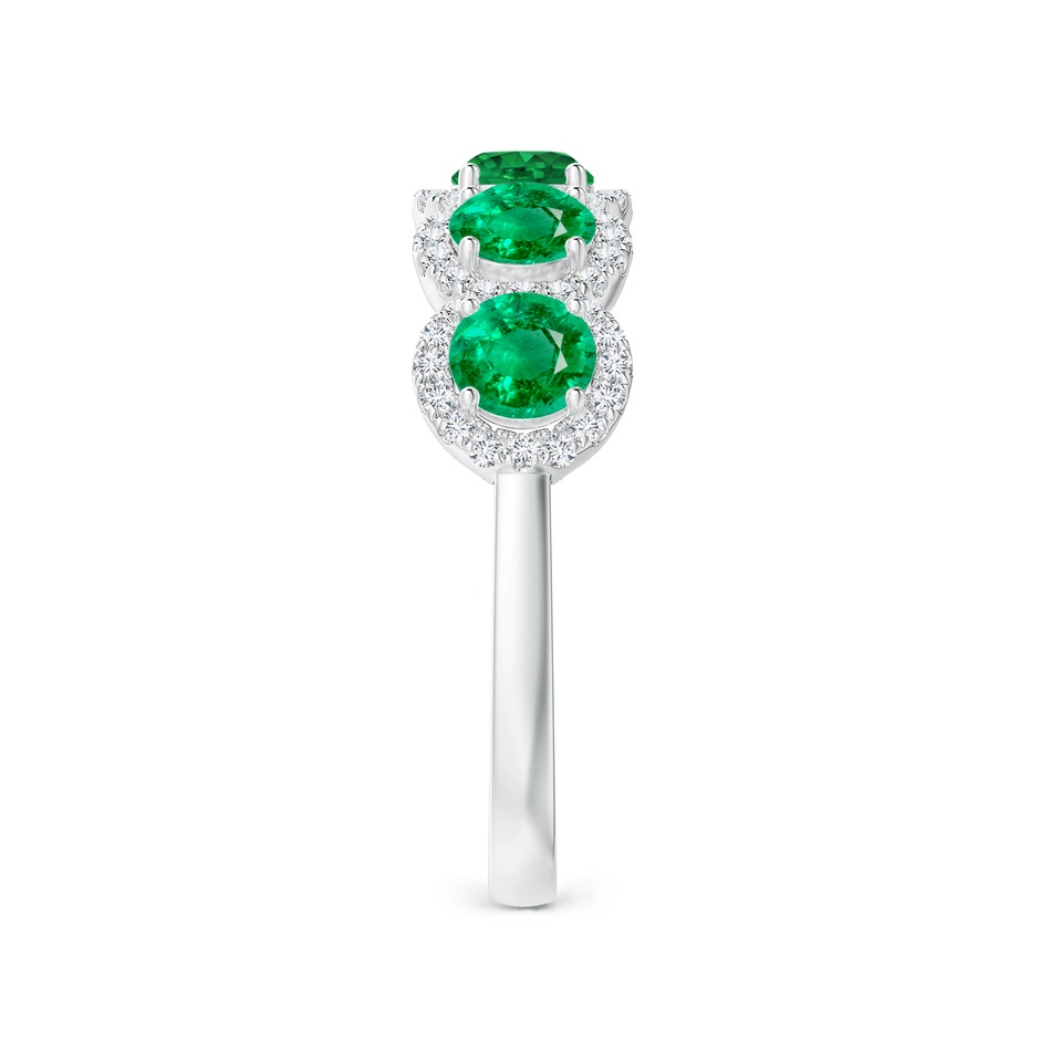 4mm AAA Half Eternity Five-Stone Emerald Halo Ring in White Gold Side 2