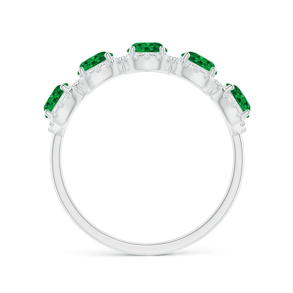 4mm AAAA Half Eternity Five-Stone Emerald Halo Ring in P950 Platinum Side 1