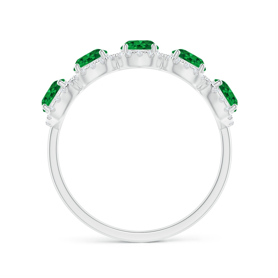 4mm AAAA Half Eternity Five-Stone Emerald Halo Ring in P950 Platinum side 1