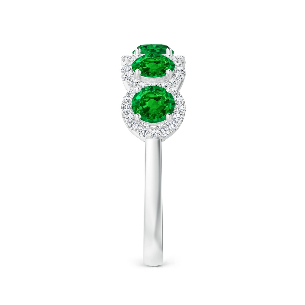 4mm AAAA Half Eternity Five-Stone Emerald Halo Ring in P950 Platinum Side 2