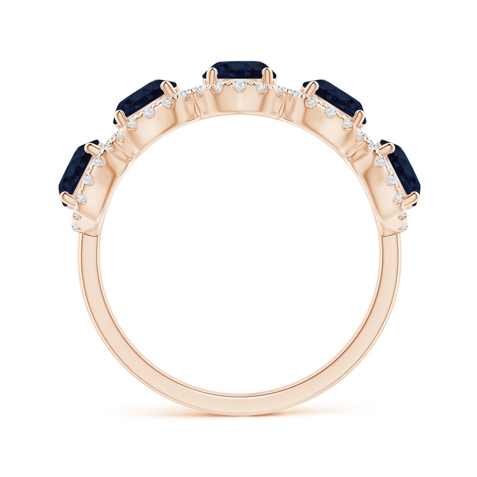 4.5mm A Half Eternity Five-Stone Sapphire Halo Ring in 18K Rose Gold side 199